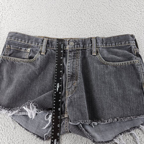 Levis Shorts Womens 38 Black 514 Slim Straight‎ Denim Cutoff Distress Frayed Hem - Picture 8 of 15